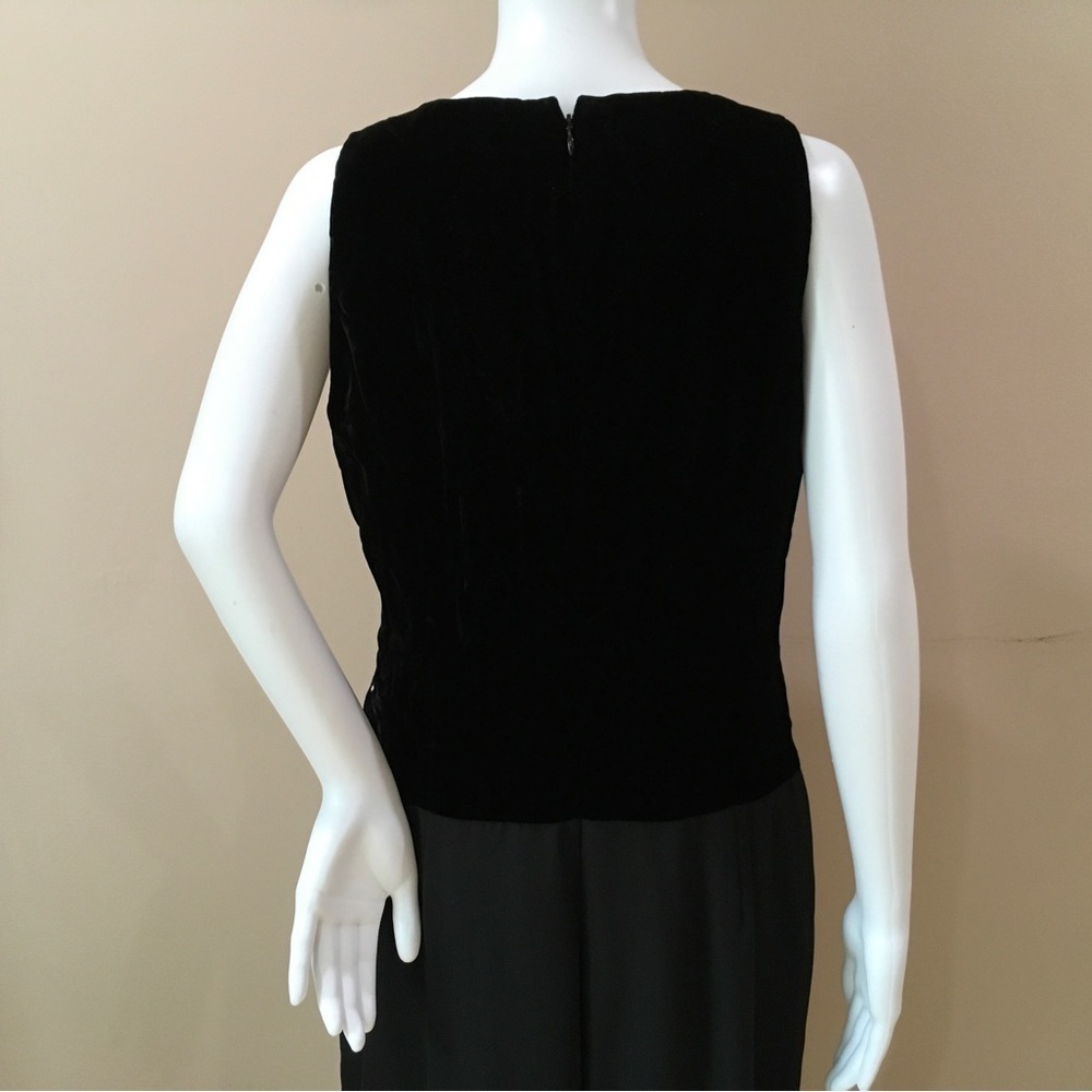Ann Taylor Vintage 80s Embroidered Velvet Jumpsuit wide leg Black size 14 new - Picture 3 of 11